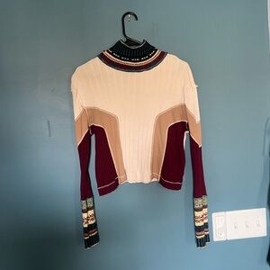 Free People Multicolor Knit Turtleneck Sweater